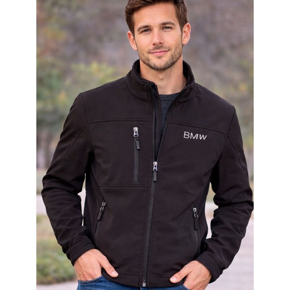 BMW oobe Black Softshell Jacket Coat Full Zip Size Medium